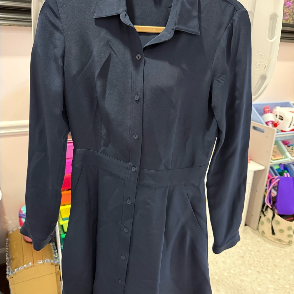Theory Navy Long Sleeve Dress